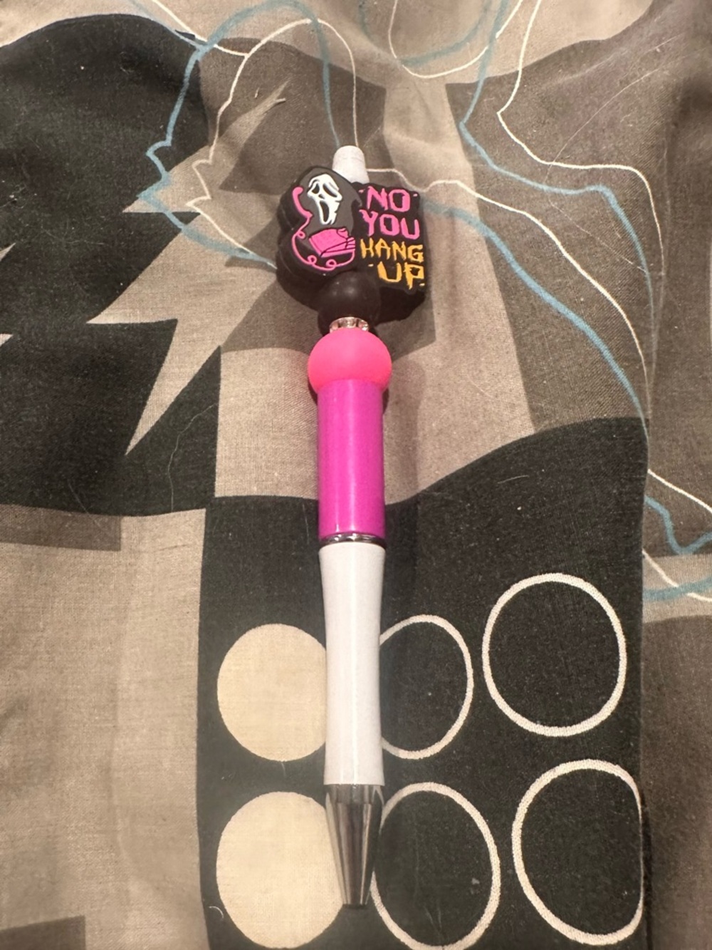 Pink & White Novelty Ballpoint Pen - 'No You Hang Up' Topper